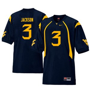 Men's West Virginia Mountaineers NCAA #3 Trent Jackson Navy Authentic Nike Throwback Stitched College Football Jersey JM15F18YH